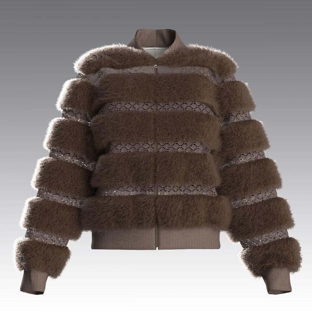Крафтовый бомбер из шерстяного меха и кроше 4029.43 ARDI 