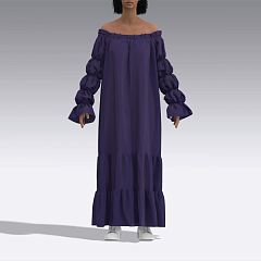 Длинное платье из хлопка с пышными рукавами 2932.48 ARDI чернильный