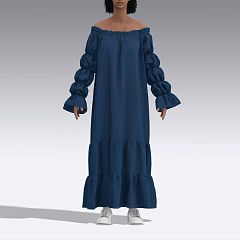 Длинное платье из хлопка с пышными рукавами 2930.48 ARDI синий