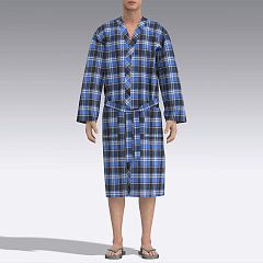 Мужской халат из фланели в клетку 7011.98 ARDI синий