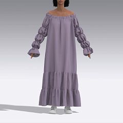 Длинное платье из хлопка с пышными рукавами 2931.48 ARDI лавандовый