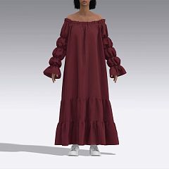 Длинное платье из хлопка с пышными рукавами 2928.48 ARDI вишневый
